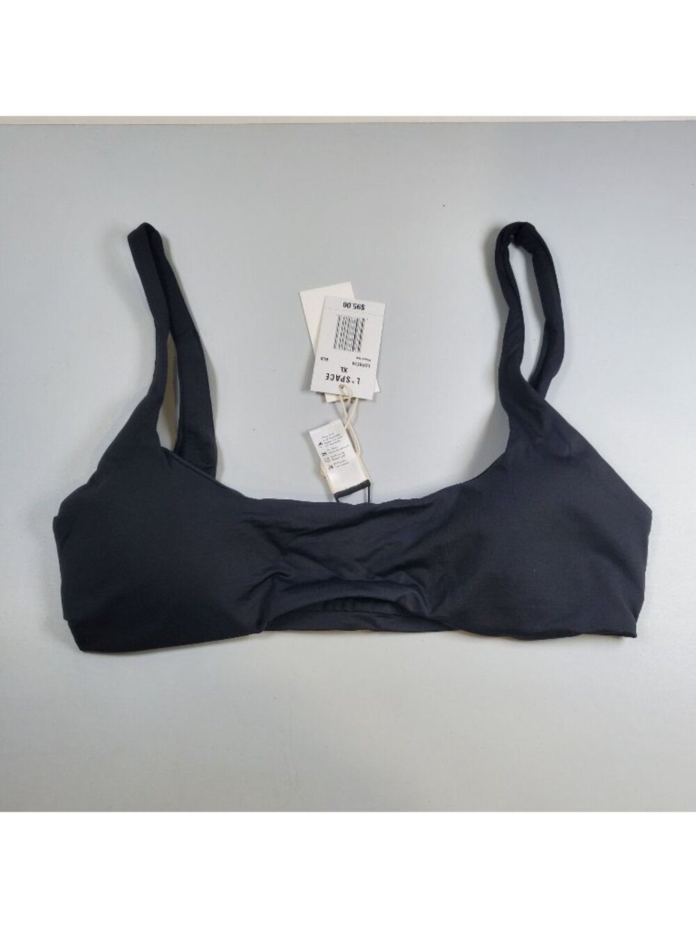 L Space: Prince Ella Bikini Top Women Size XL NWT Black Scoop Neck Pullover